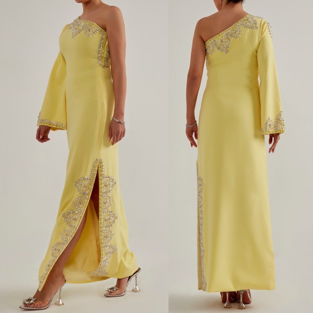 XINIZY ONE SHOULDER YELLOW DRESS