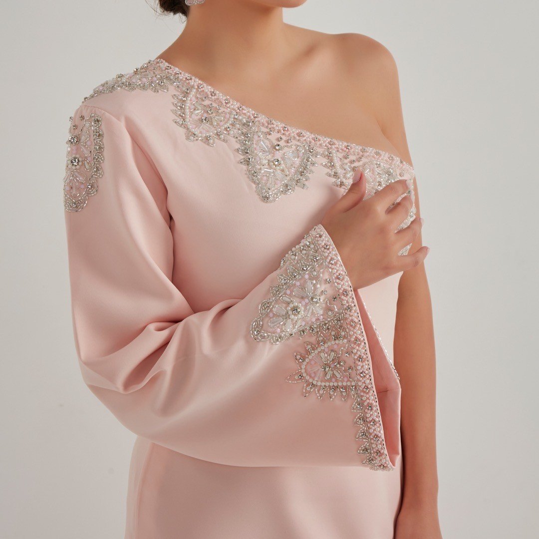 XINIZY ONE SHOULDER PINK DRESS